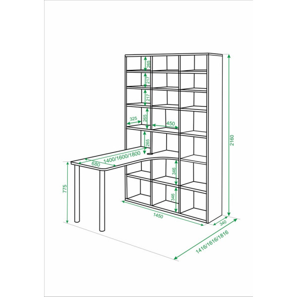 Стол-стеллаж СУ(ш3в2)+2ФС+2ФГ/180