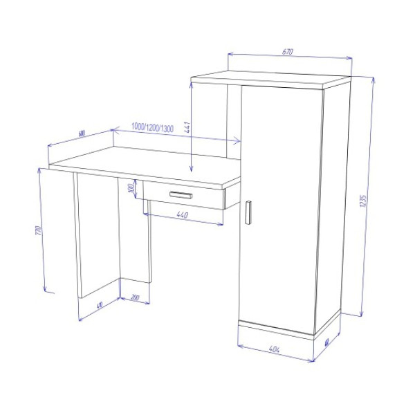Компьютерный стол СКЛ-Прям130+ШК